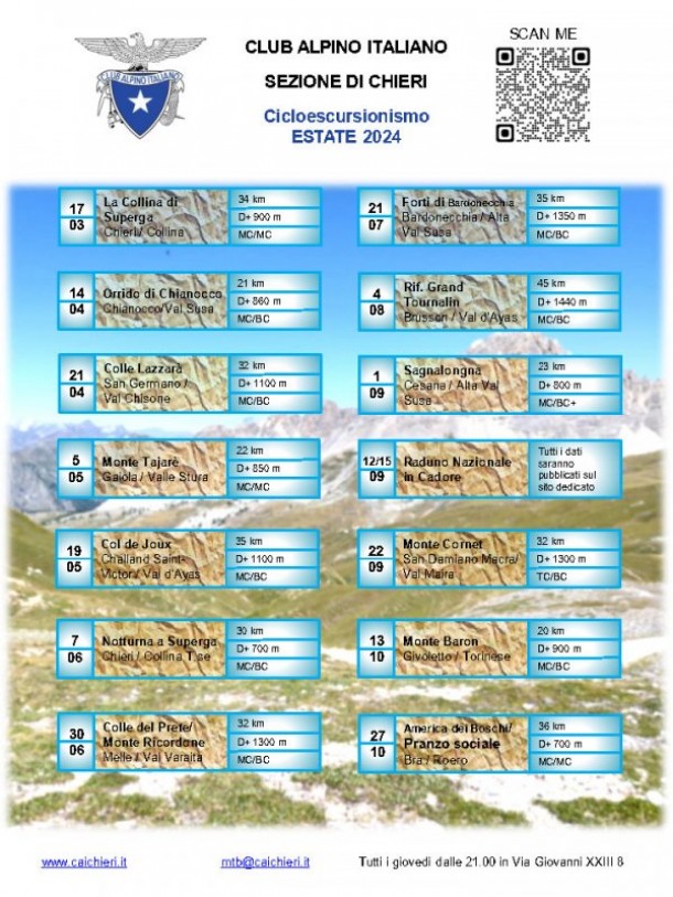 CALENDARIO CICLOESCURSIONISMO 2024