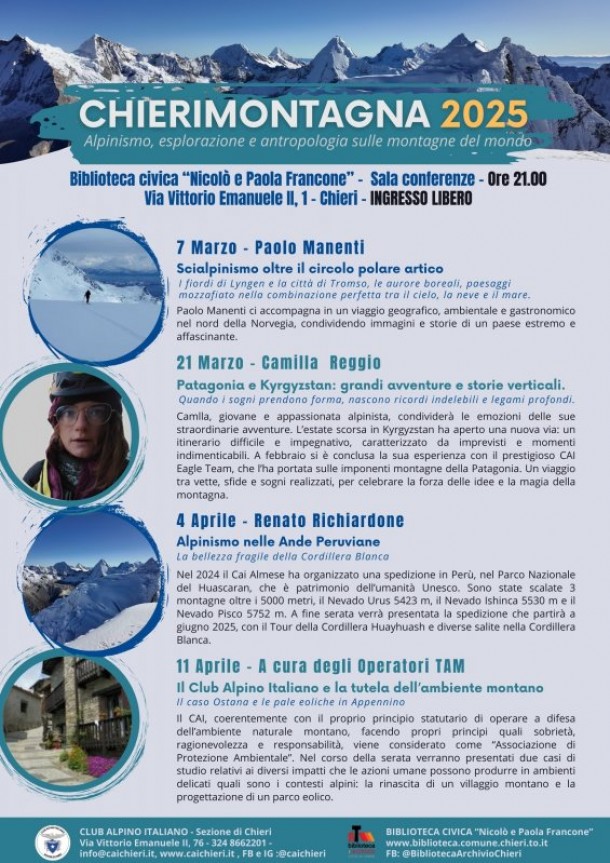 Venerdì 7 marzo parte CHIERIMONTAGNA 2025